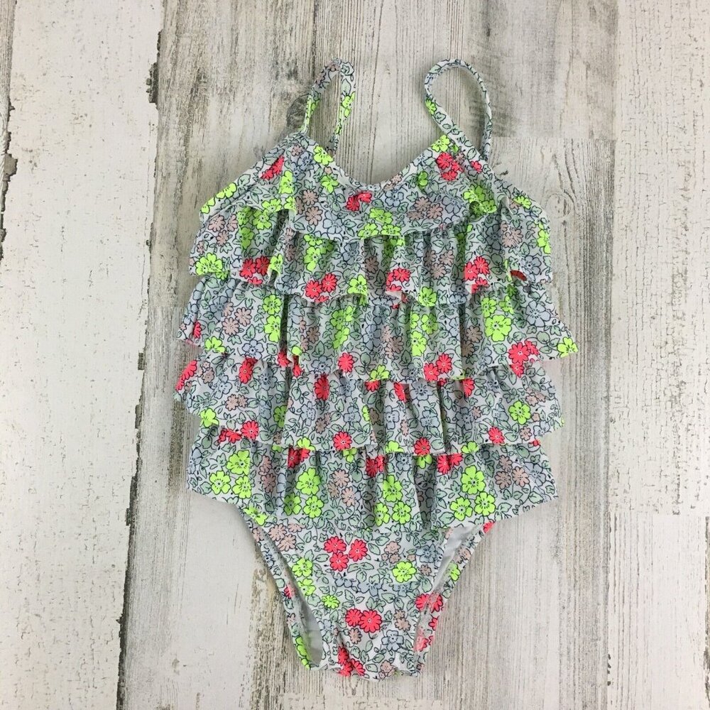 Baby Gap Ruffle Swimsuit One Piece Floral Baby Girls 18 to 24 M